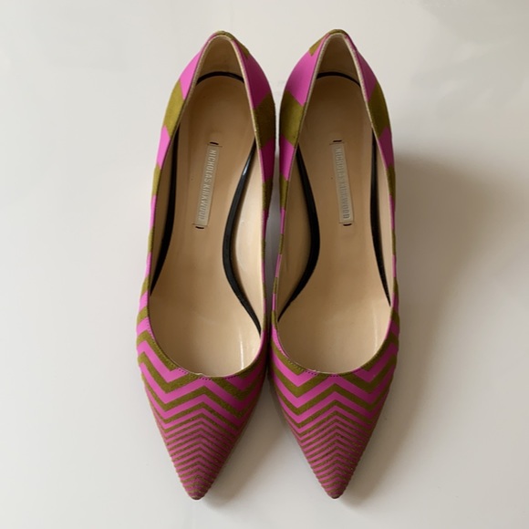 Nihcolas Kirkwood Suede Pink & Olive green heels. - Picture 2 of 16